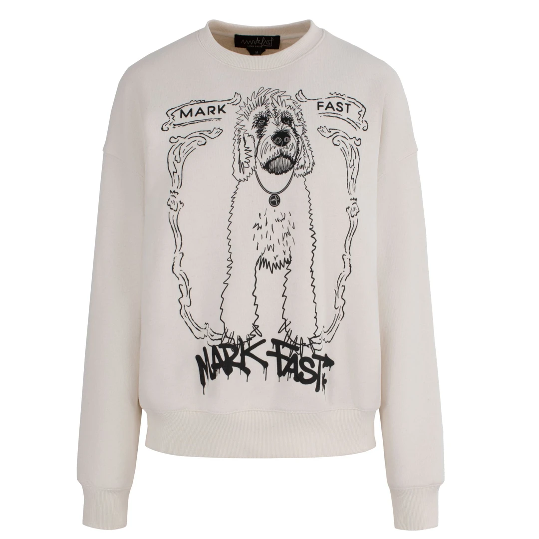 MARKFAST2025秋季新品休闲百搭本白色圆领宽松卫衣M1FGW24260