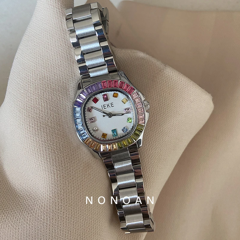 NONOAN彩虹钻轻奢复古手表女气质时尚镶钻高级精致简约小众ins308