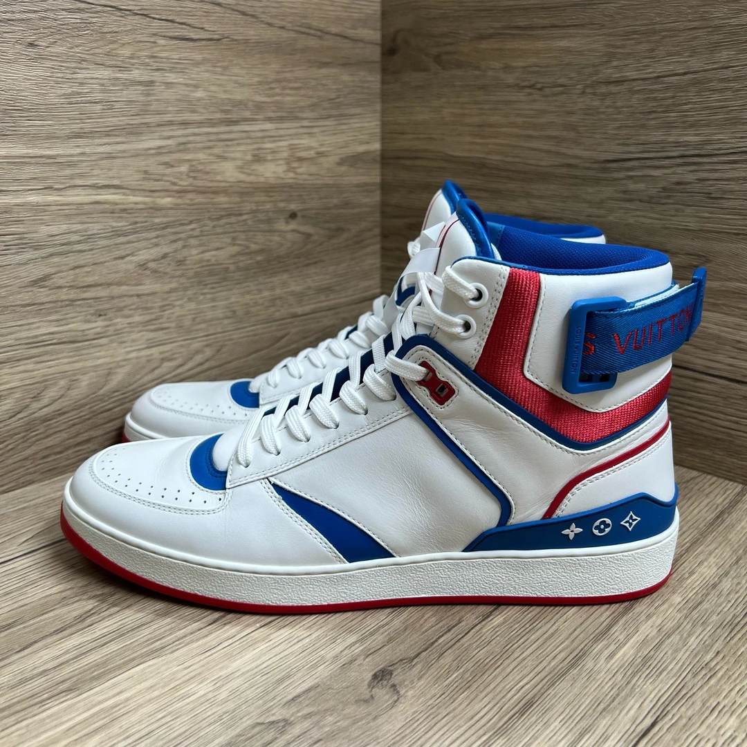 99新 LouisVuitton/路易威登 Rivoli 白蓝红高帮板鞋 42码