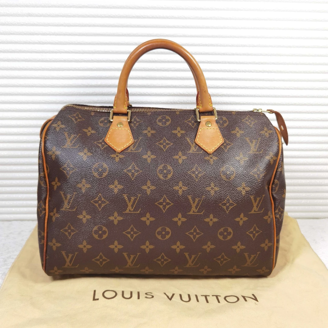 95新 LouisVuitton/路易威登 LV speedy30老花枕头包手提包