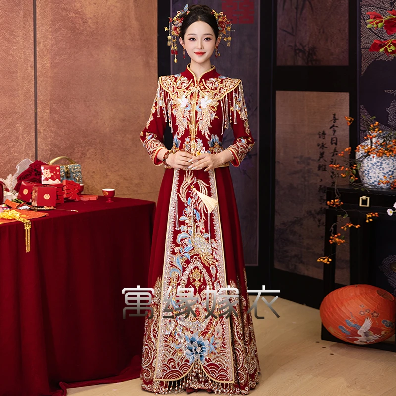新款秀禾服2025丝绒新娘中式嫁衣喜庆重工出阁礼服结婚敬酒服迎亲