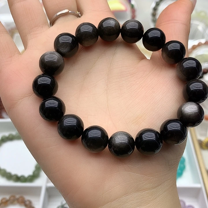 水晶手链未镶嵌银曜石