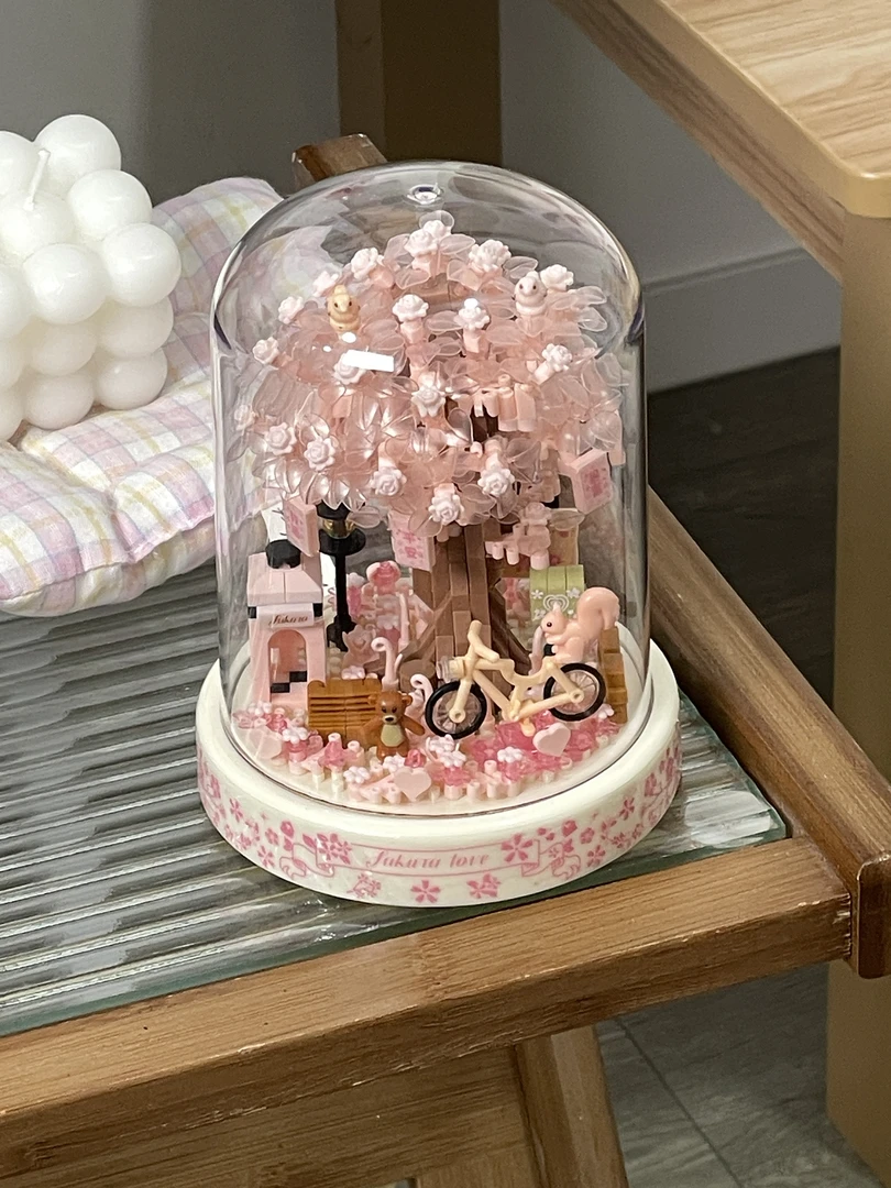 【雅拼】樱花树浪漫爱心天鹅积木热恋爱情侣创意生日礼物送女友闺蜜