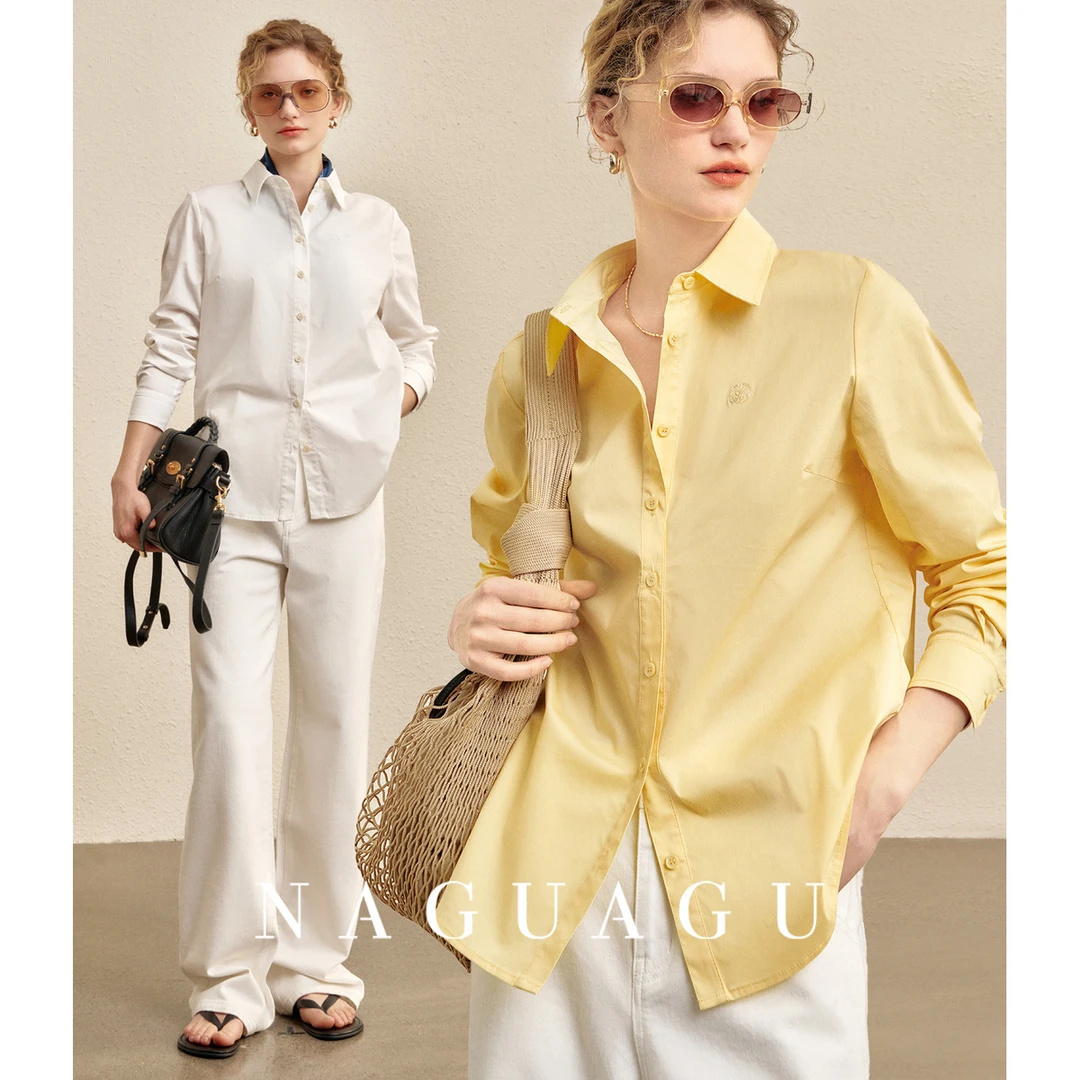 【高智感衬衫】定制棉弹面料 经典宽松通勤衬衫时尚刺绣上衣女