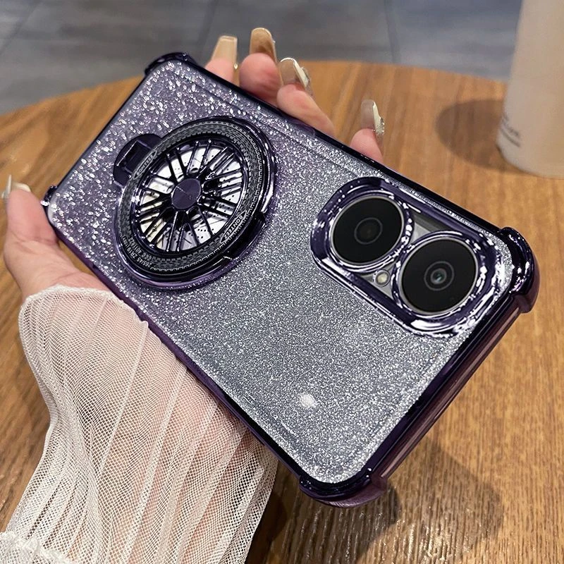 适用华为畅享80手机壳JUY-AL00陀螺旋转支架新款防摔软全包镜头膜