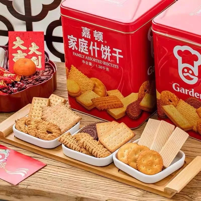 嘉顿家庭什饼干1380g曲奇什锦饼干桶装过年送礼零食年货铁罐礼盒