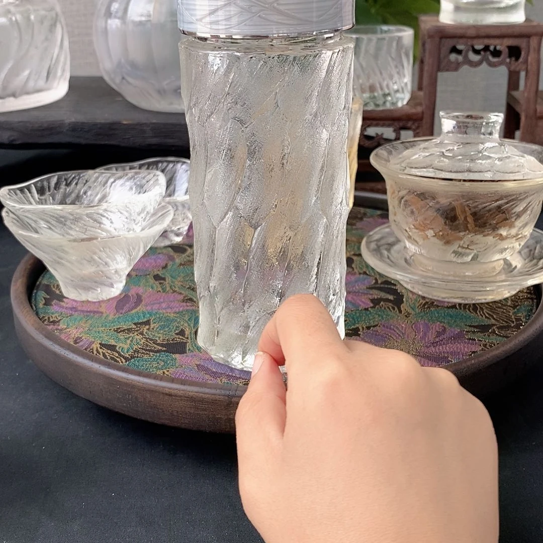 水晶玻璃吸管款山海杯