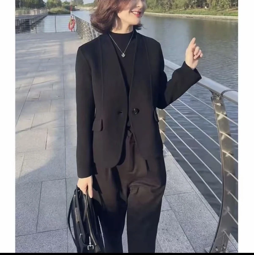 2025秋冬新款时尚净版呢子西服外套小个子显瘦女高端气质