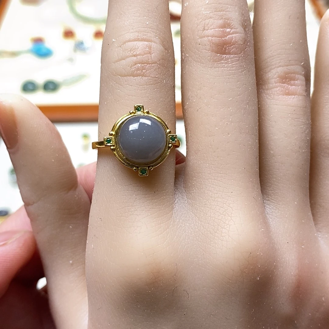 和田玉戒指银S925镶嵌若*