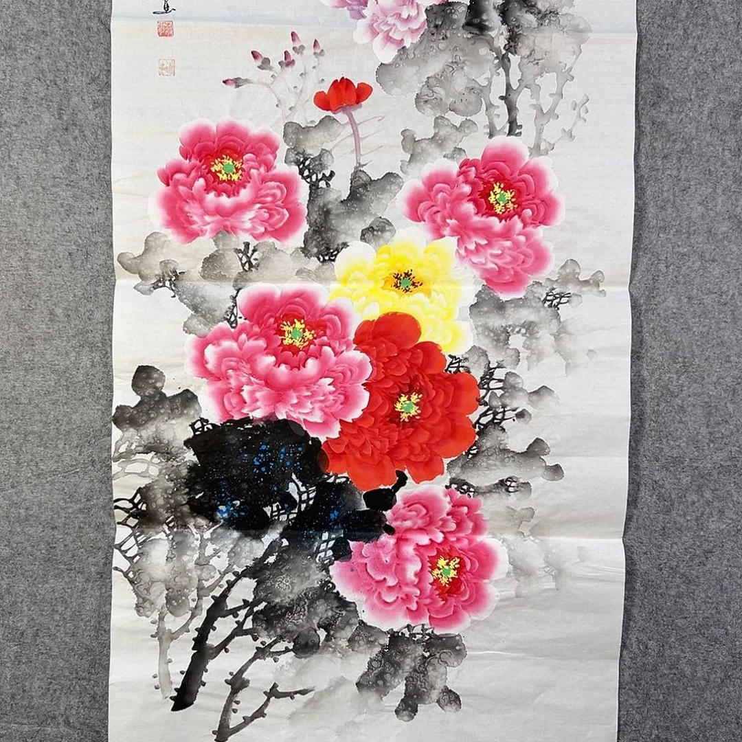 国画498 花鸟在树丛的顶端鸣叫叫声响