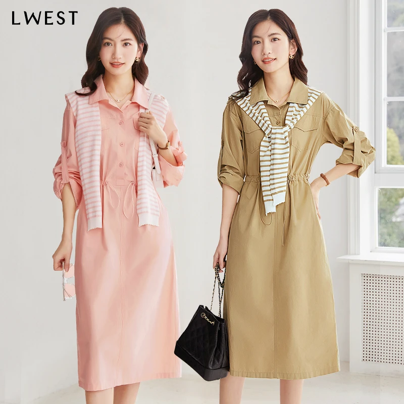 【小春子专属】朗文斯汀工装可拆卸披肩连衣裙LDML31812249B