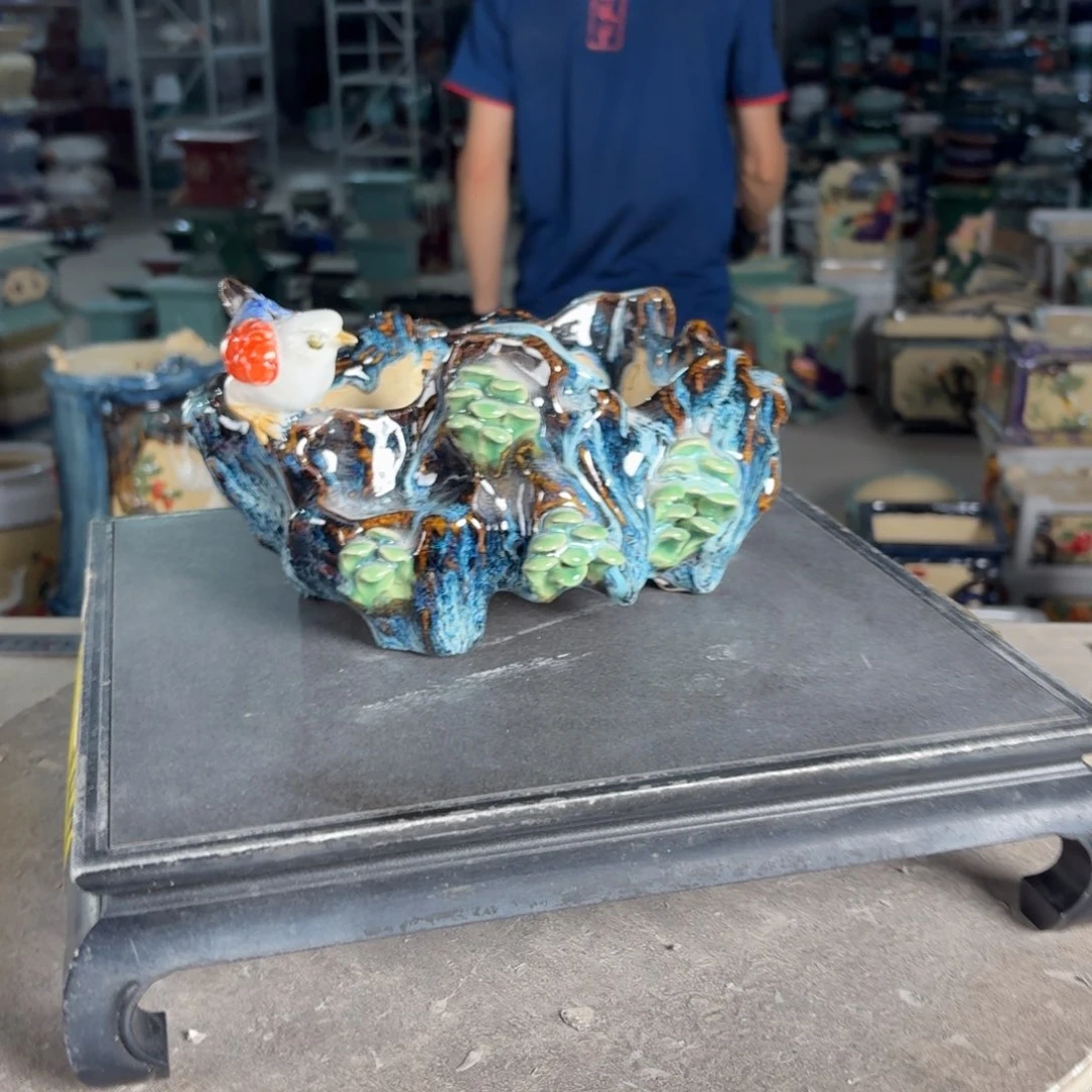 一风堂石湾花盆 手工痕迹