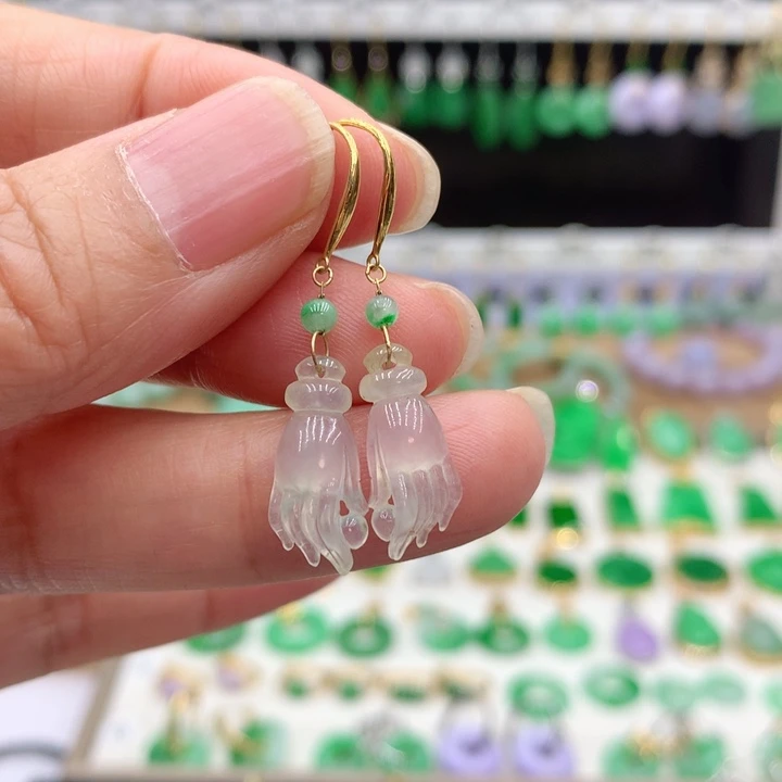 翡翠18K金镶嵌耳饰