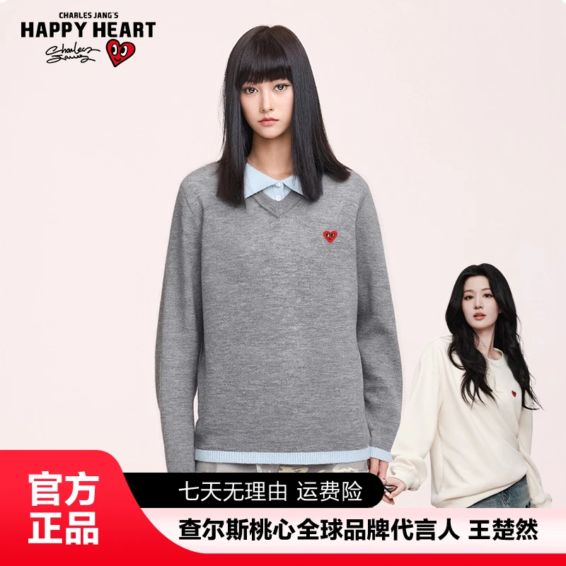 查尔斯桃心【王楚然代言】秋冬新款韩风女装Polo领针织长袖通勤日常