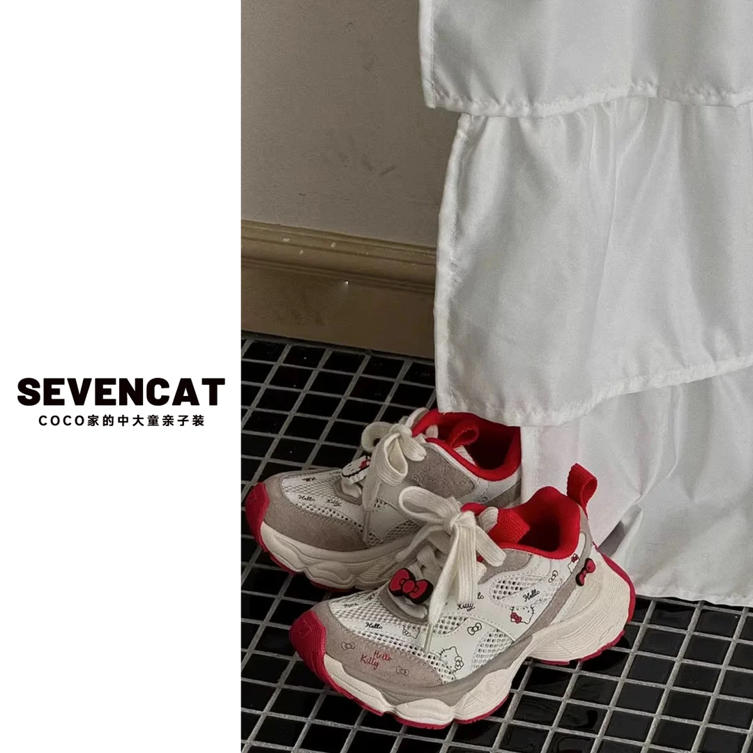 【可妈定制25春款】JBM红色卡通印花挂件跑步鞋中大童亲子