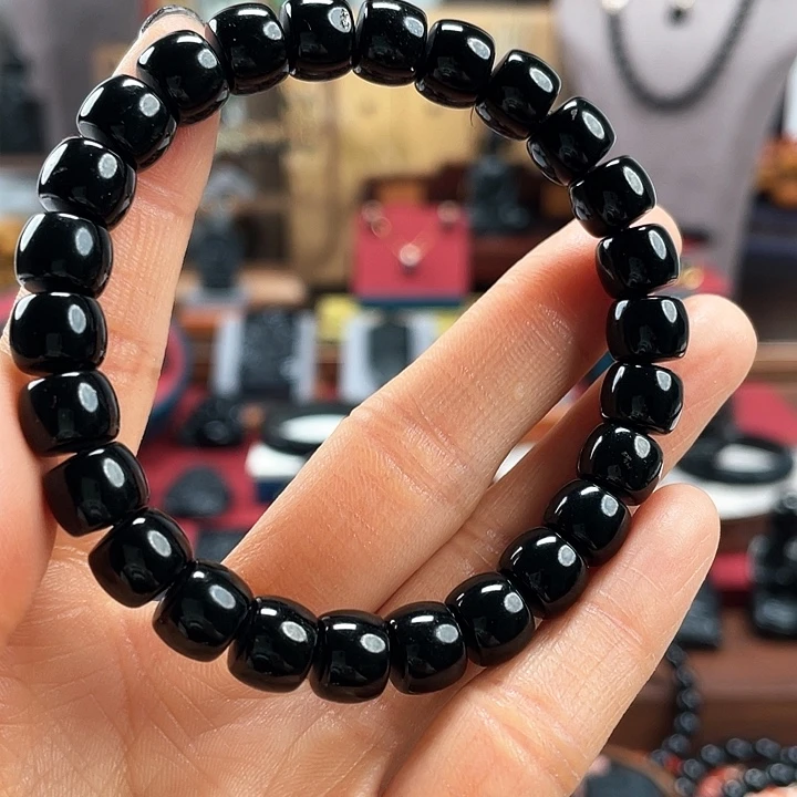 和田玉手串未镶嵌干**生黑青