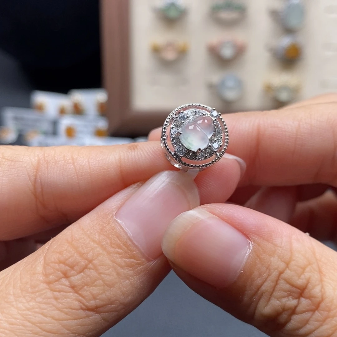 翡翠银S925镶嵌戒指