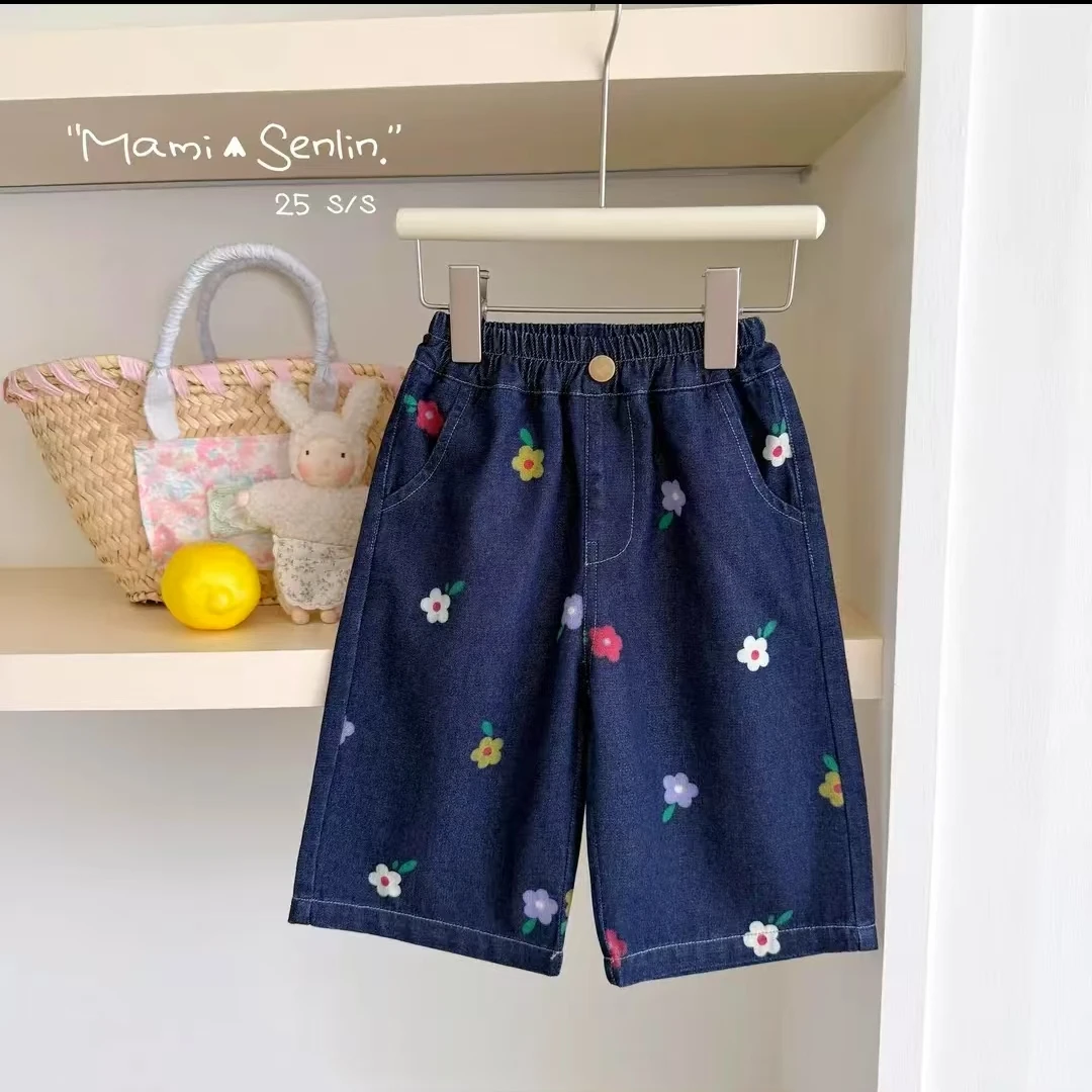 女童裤子薄款新款夏季2025儿童七分裤过膝独特洋气潮酷儿童衣服