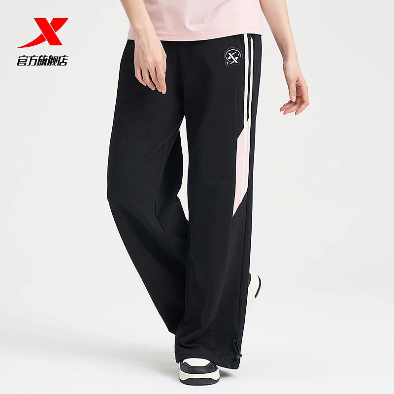 特步针织长裤百搭女棉质长裤舒适潮流直筒长裤秋季薄款运动裤