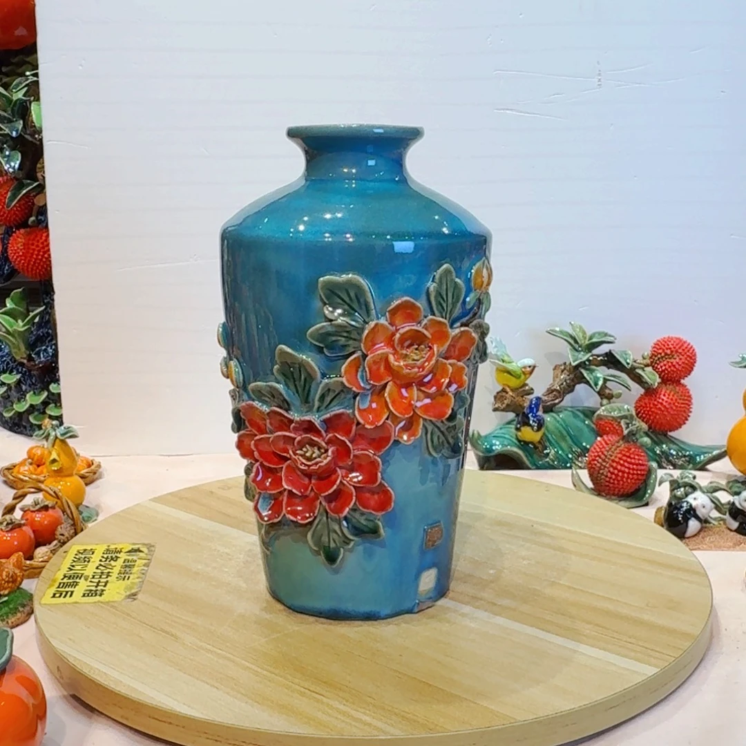 陶瓷微瑕牡丹花瓶