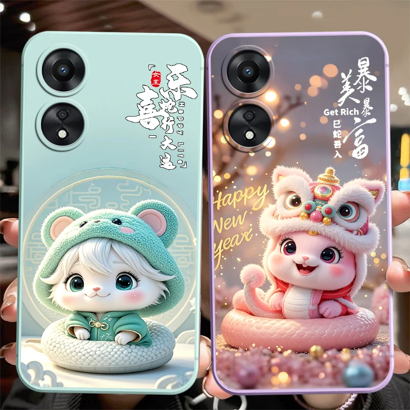 蛇年新招财款oppoa58手机壳PHJ110喜庆2025全包大红色软硅胶时尚