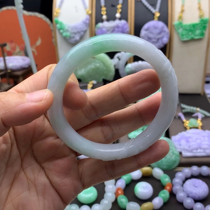 翡翠未镶嵌手链翡翠手镯圈口56.6