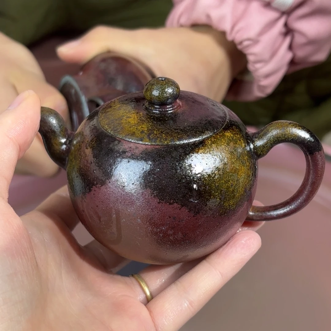 花***憇紫砂茶壶柴烧紫砂天青一粒珠