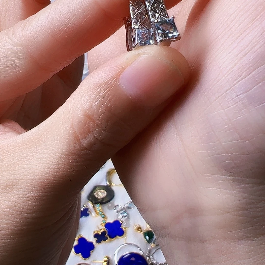 银S925镶嵌海蓝宝石耳坠耳扣