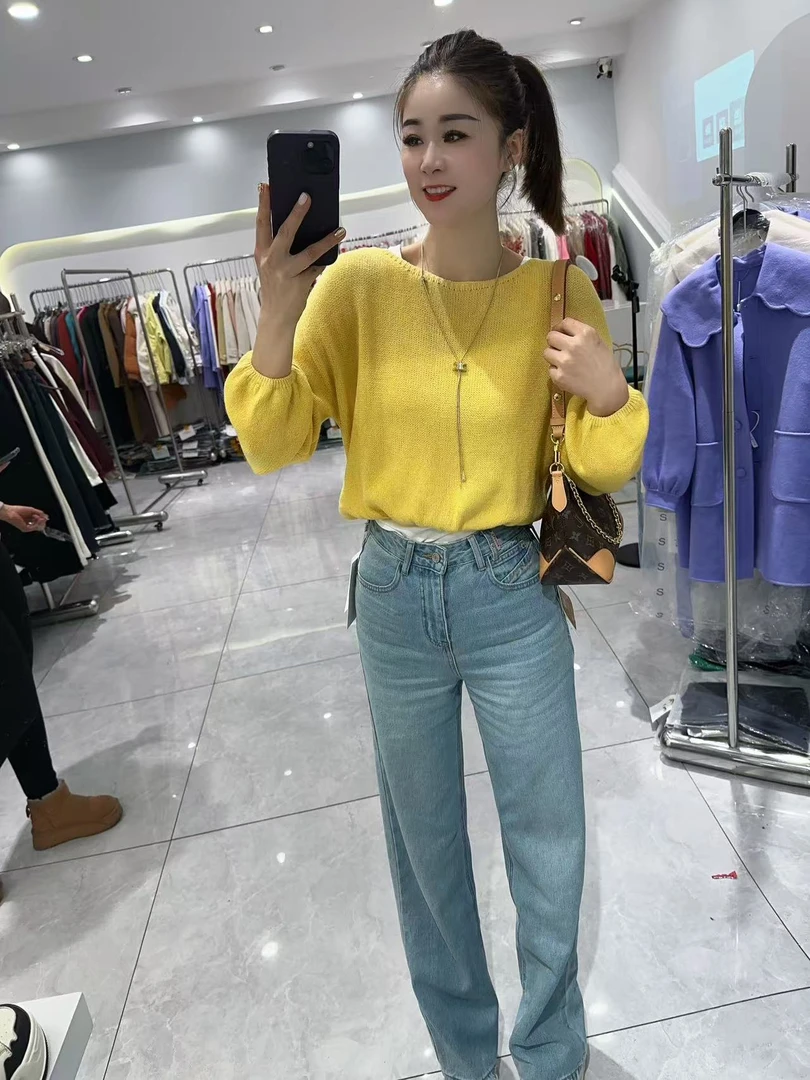 圆领宽松针织衫慵懒风两件套上衣