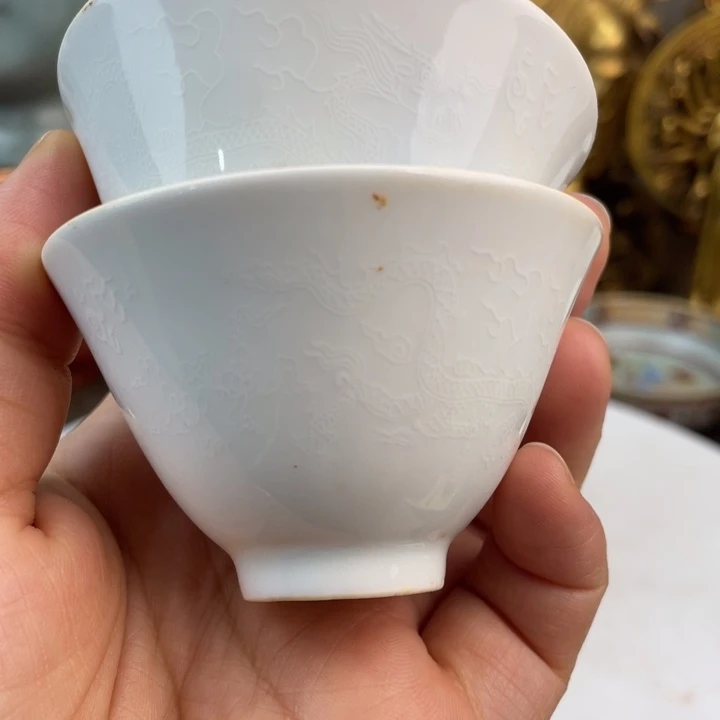 陶土甜白杯子一对