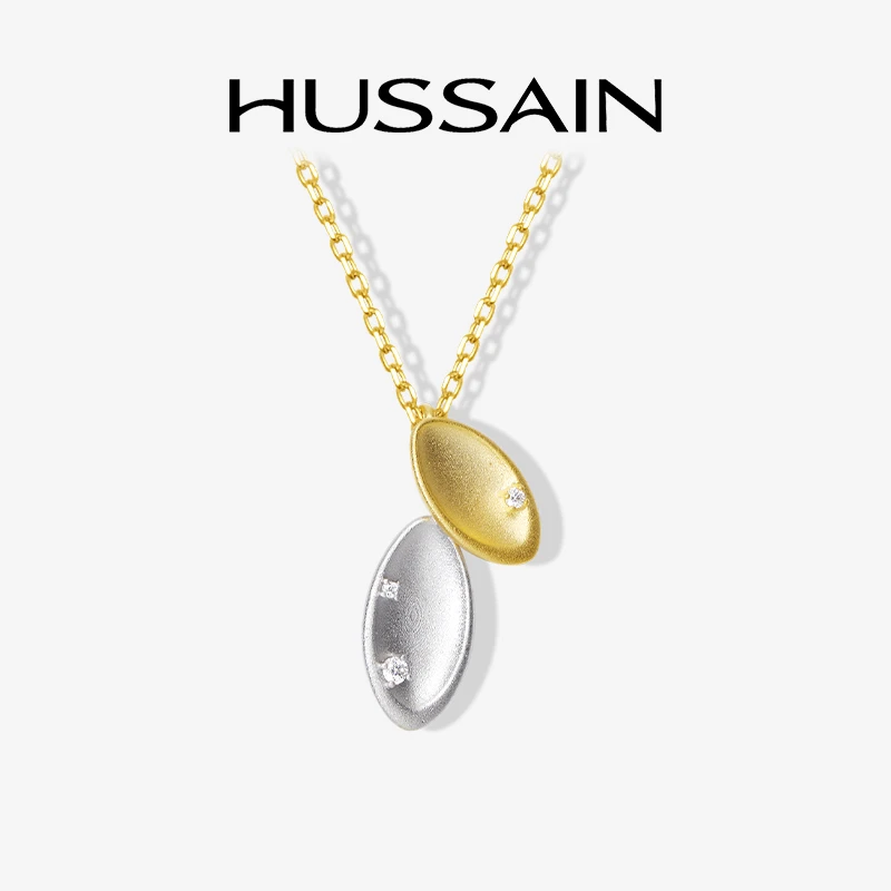 合金合成锆石项链 赫生HUSSAIN澄叶项链女2025新款小众设计树叶链