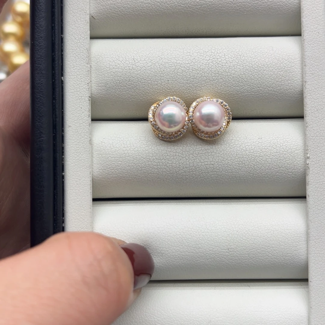 耳饰银S925镶嵌海水珍珠