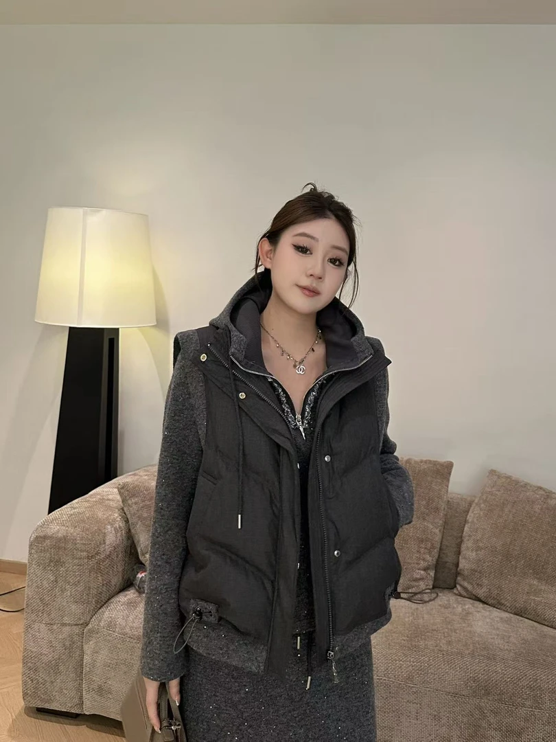 琪琪怪怪大码女装【锁温】时尚拼接撞色无袖羽绒服马甲D28097QTQ