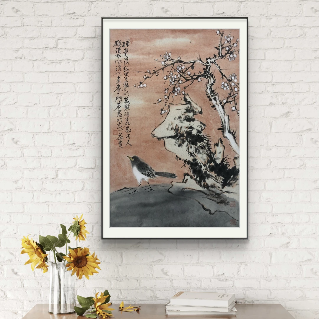 【乡宝宝书画】吴益贵 四尺三开  70×45cm  写意花鸟画 手绘原作