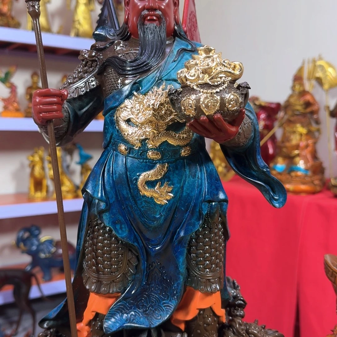 黄铜彩绘关二爷50公分