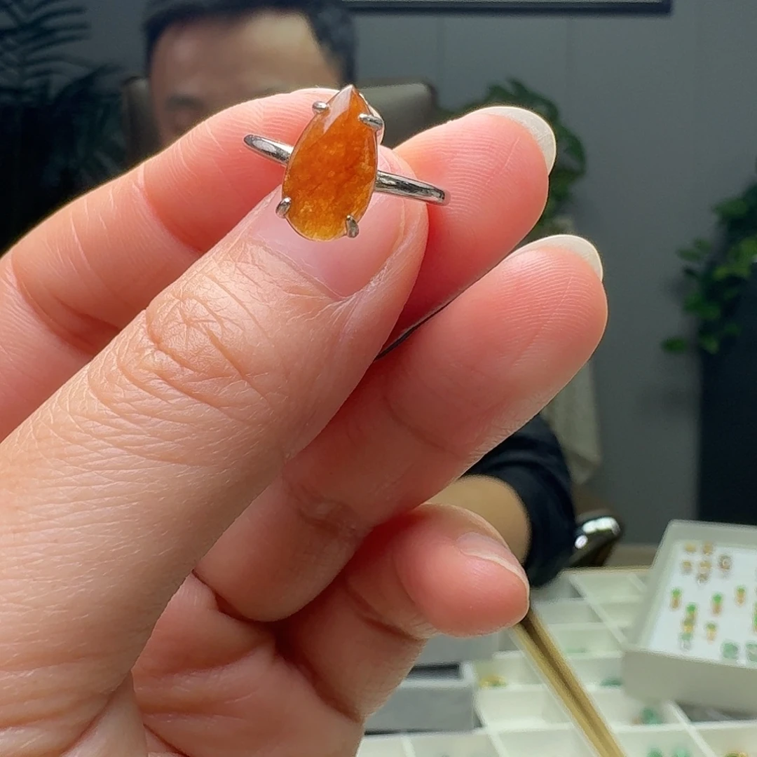 翡翠银S925镶嵌戒指天然