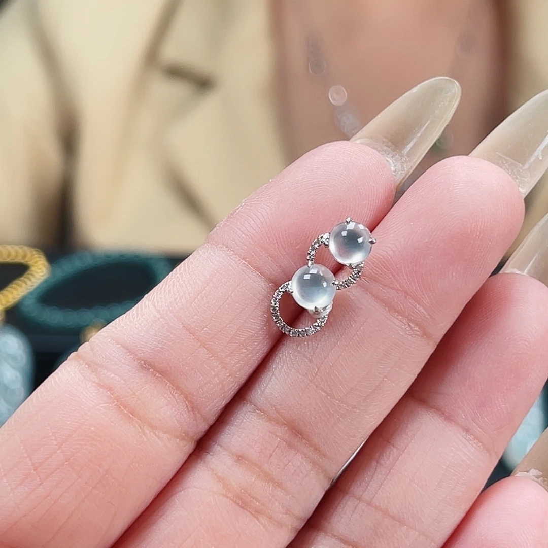 翡翠18K金镶嵌耳饰