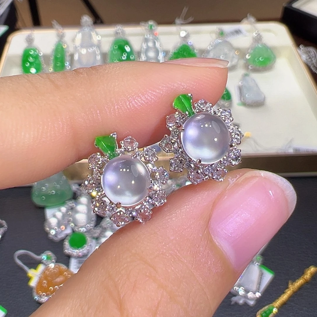 翡翠18K金镶嵌耳饰