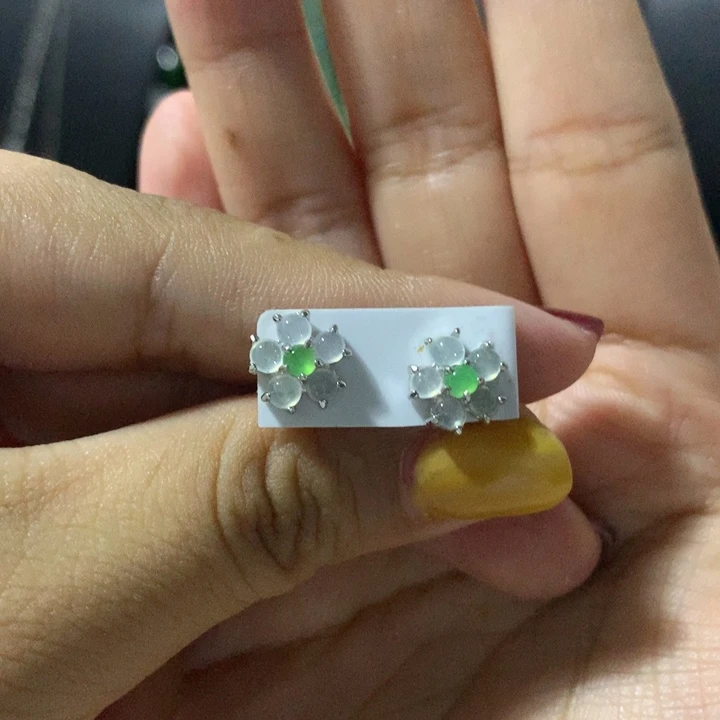 银S925镶嵌翡翠耳饰