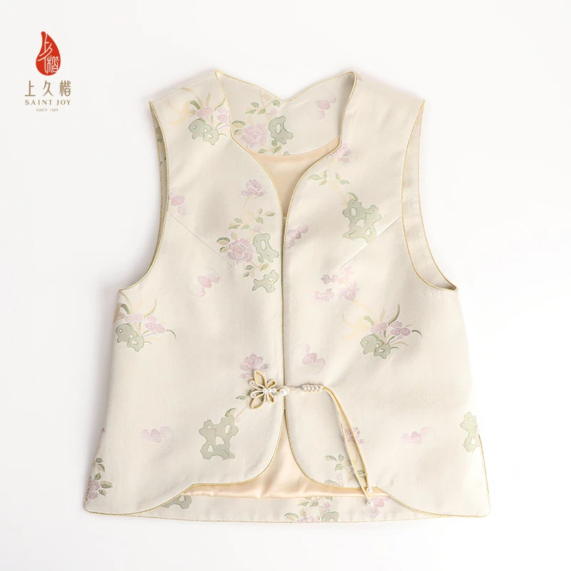 上久楷宋锦新中式轻奢女式马甲 山石牡丹 YB4211001-2