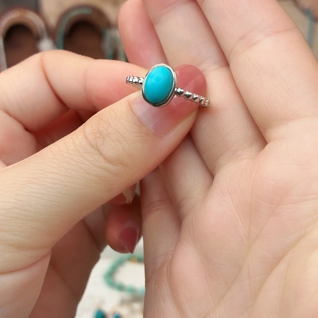 绿松石银S925镶嵌戒指