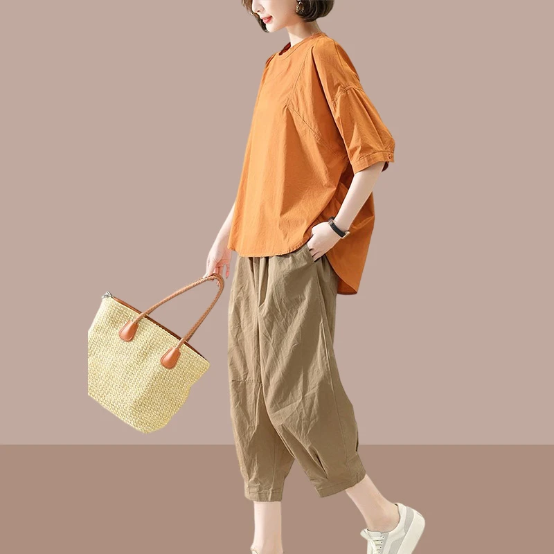 中年妈妈休闲套装女士2025夏季新款宽松大码减龄时尚港味两件套潮