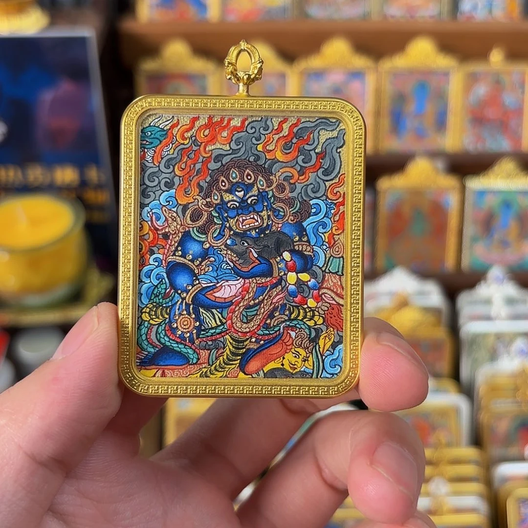 M***s吊坠黑财神热贡纯手绘唐卡