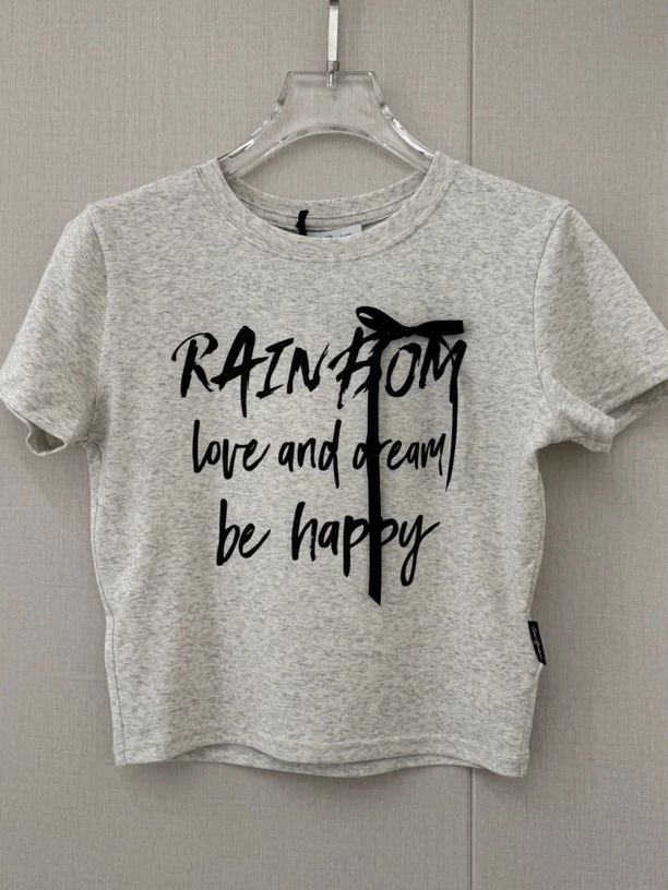 SuneRainbom上衣｜修身甜美蝴蝶结设计感短款T恤1A346