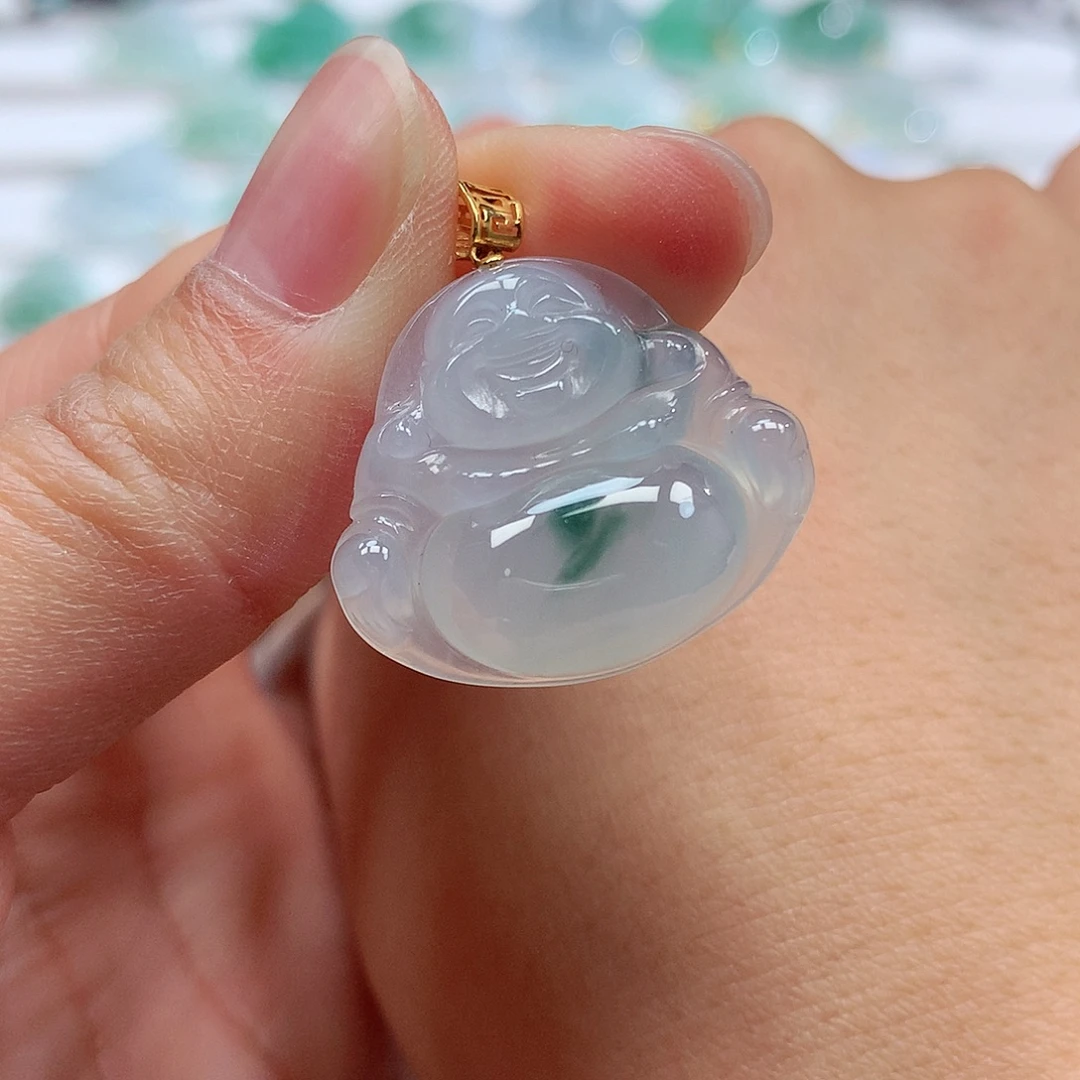 翡翠18K金镶嵌吊坠(赠链)