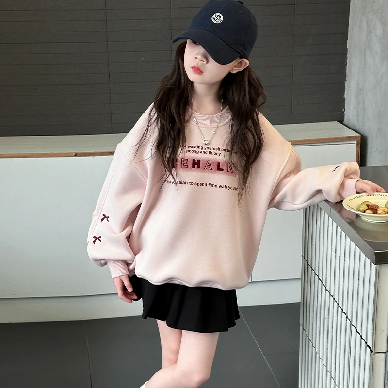 2025新款女童卫衣中大童休闲洋气韩版小女孩春秋长袖儿童宽松上衣