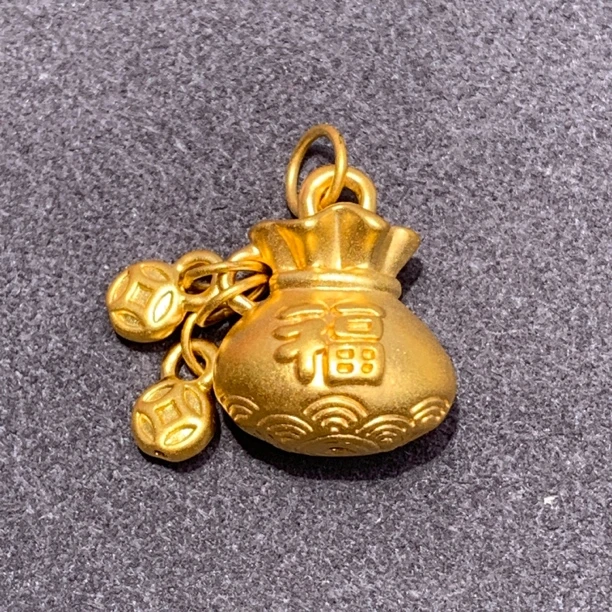 IBELOVE 足金999钱币福袋吊坠（圆扣）1.00/AFE-3-高1