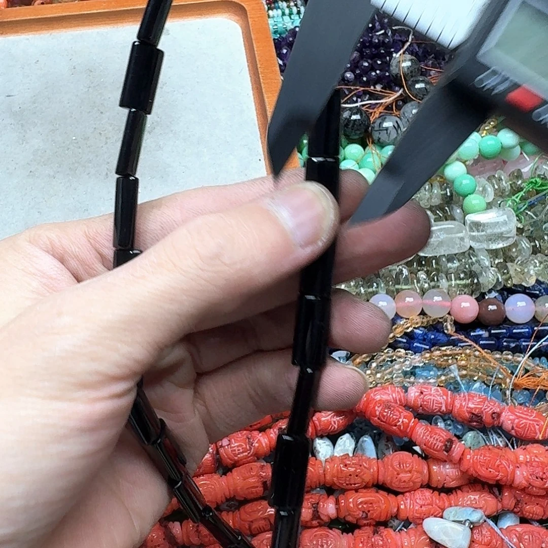 玛瑙/玉髓未镶嵌珠宝半成品一条8x16mm黑玛瑙