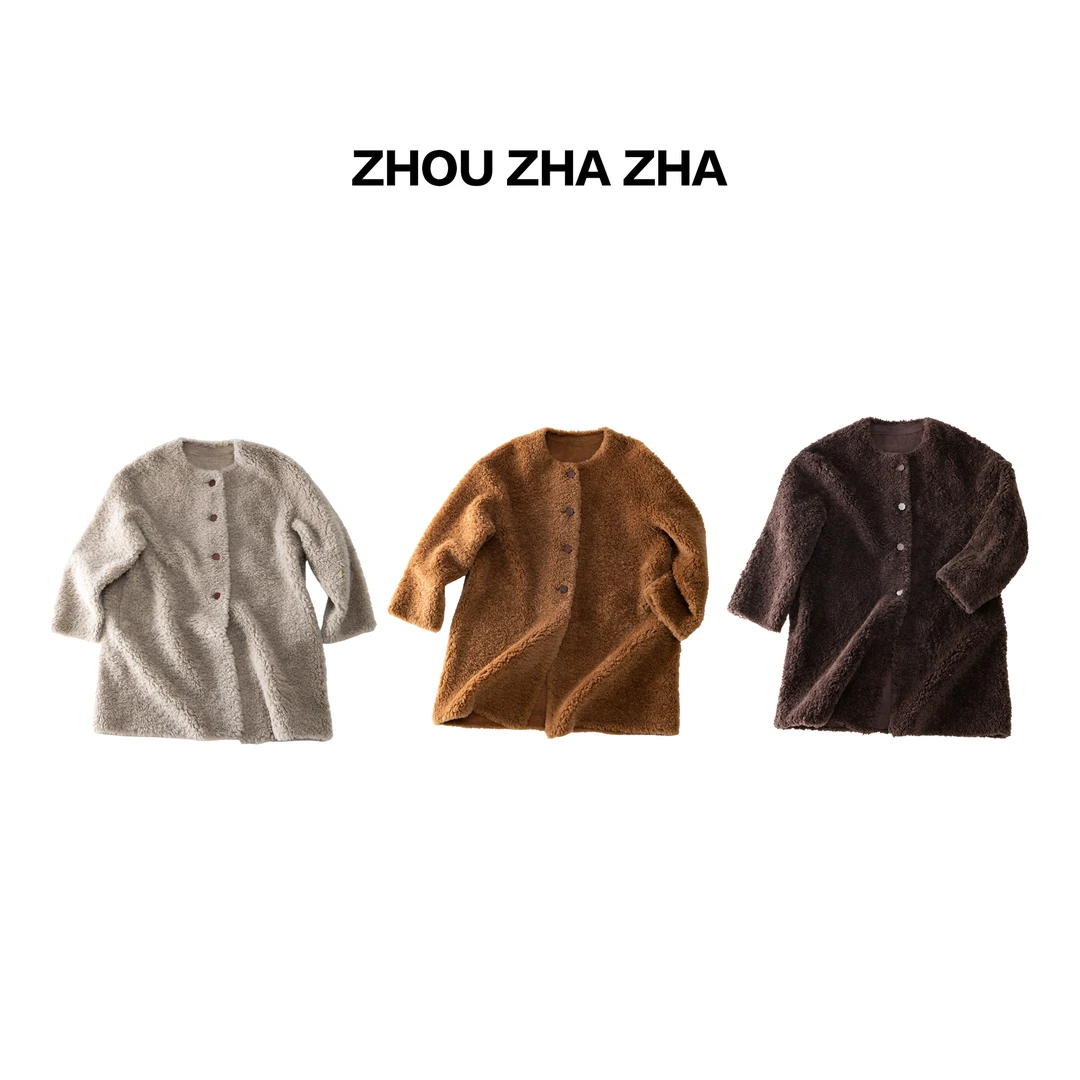 【周炸炸】全绵羊毛 美拉德秋冬高级感气质中长款毛呢外套#254373