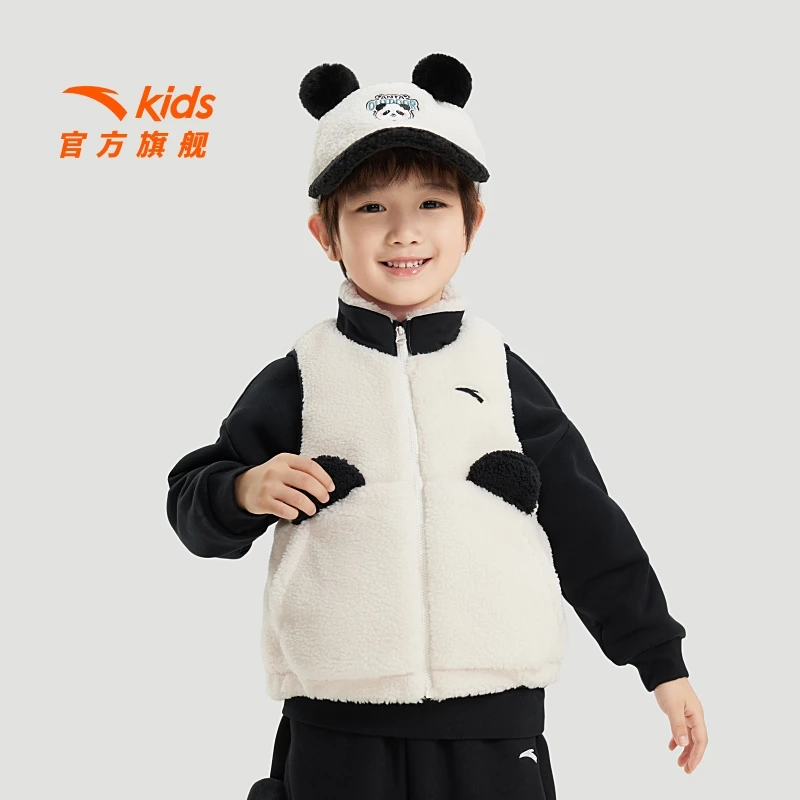 安踏儿童男小童羽绒马甲2025冬新款舒适保暖儿童羊羔绒抗静电马甲
